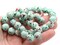 40 10mm Mint Green with Red & Pink Splatter Paint Smooth Round Glass Beads